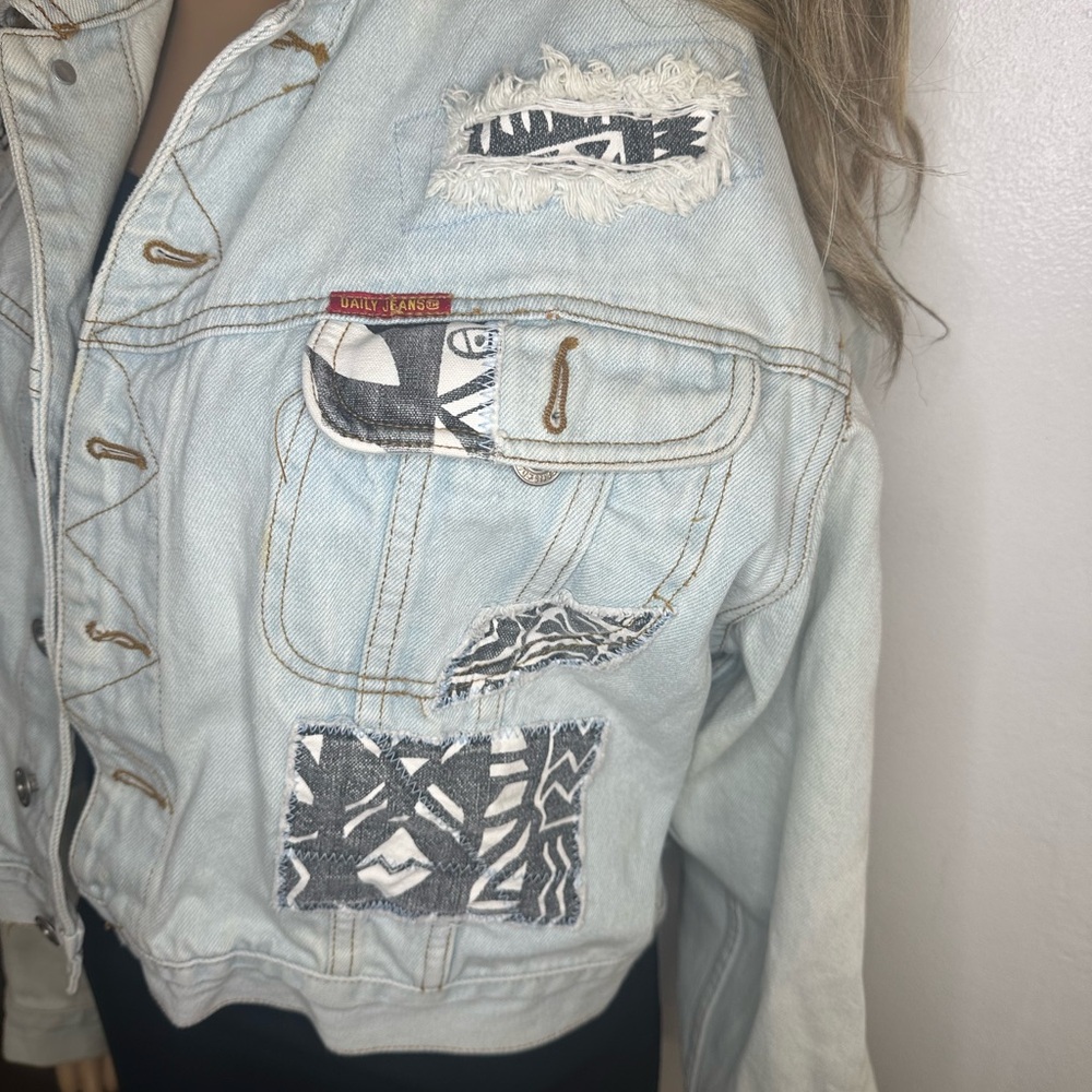 Vintage Daily Jeans Patchwork Style Button Ups Ra… - image 4